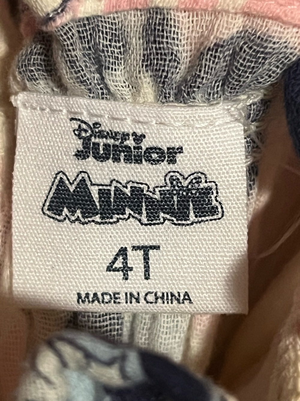 Disney Junior Minnie Mouse Dress Pink Blue Smocked Flutter Sleeve 4T - Picture 6 of 7